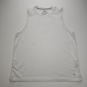 Burlebo Mens Performance Tank Top XL White Striped Ribbed Sleeveless Gym Shirt